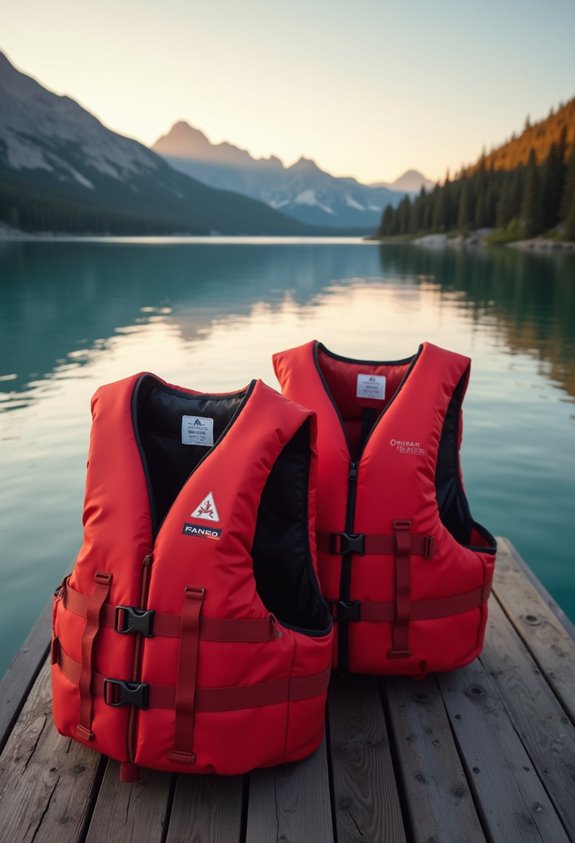 top red water life vests