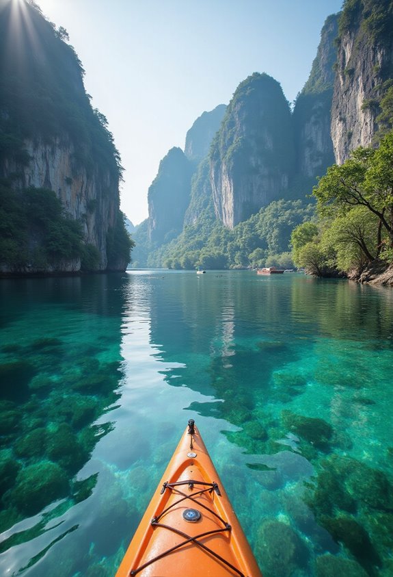 paddling through ha long bay
